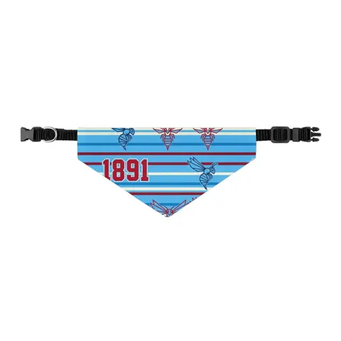 Delaware State 1891 Red & Blue Pet Bandana Collar — other view