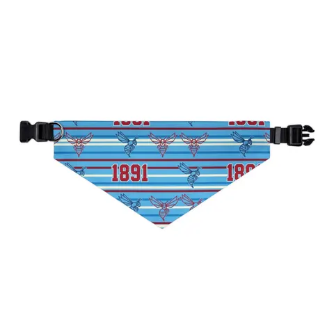 Delaware State 1891 Red & Blue Pet Bandana Collar — other view