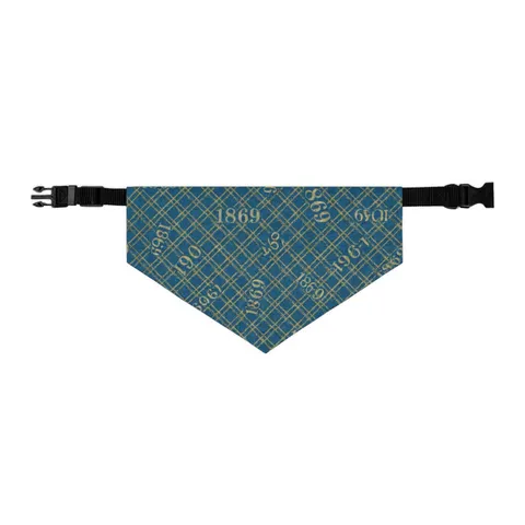 Dillard 1869 Azure & Gold Grid Pet Bandana Collar — other view