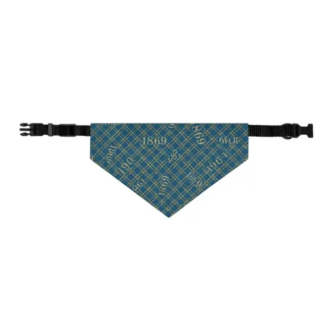 Dillard 1869 Azure & Gold Grid Pet Bandana Collar — other view
