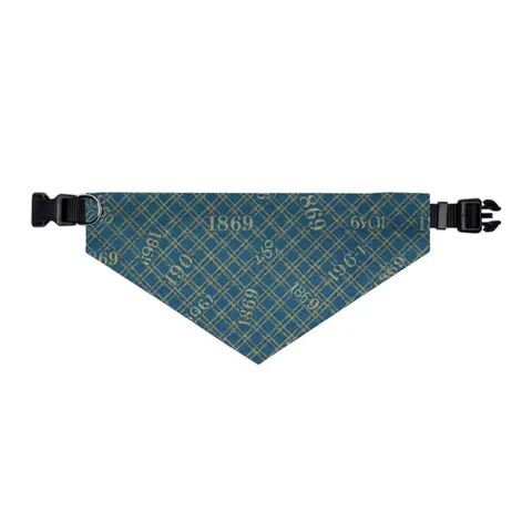 Dillard 1869 Azure & Gold Grid Pet Bandana Collar — other view