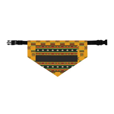 Faith Flag Afro-Spiritual Cowrie & Kente Pet Bandana Collar — other view