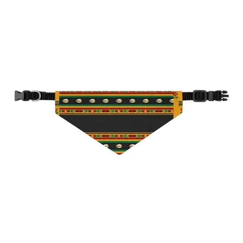 Faith Flag Afro-Spiritual Cowrie & Kente Pet Bandana Collar — other view