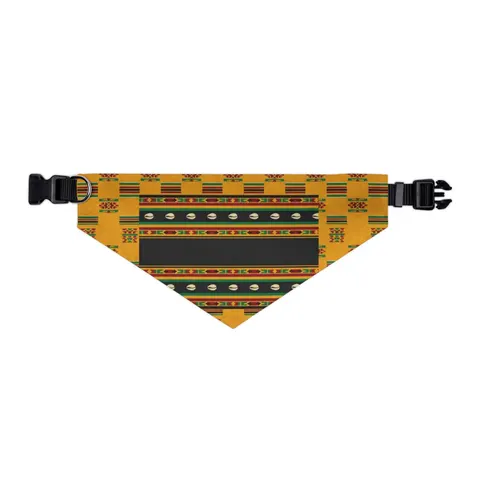 Faith Flag Afro-Spiritual Cowrie & Kente Pet Bandana Collar — other view