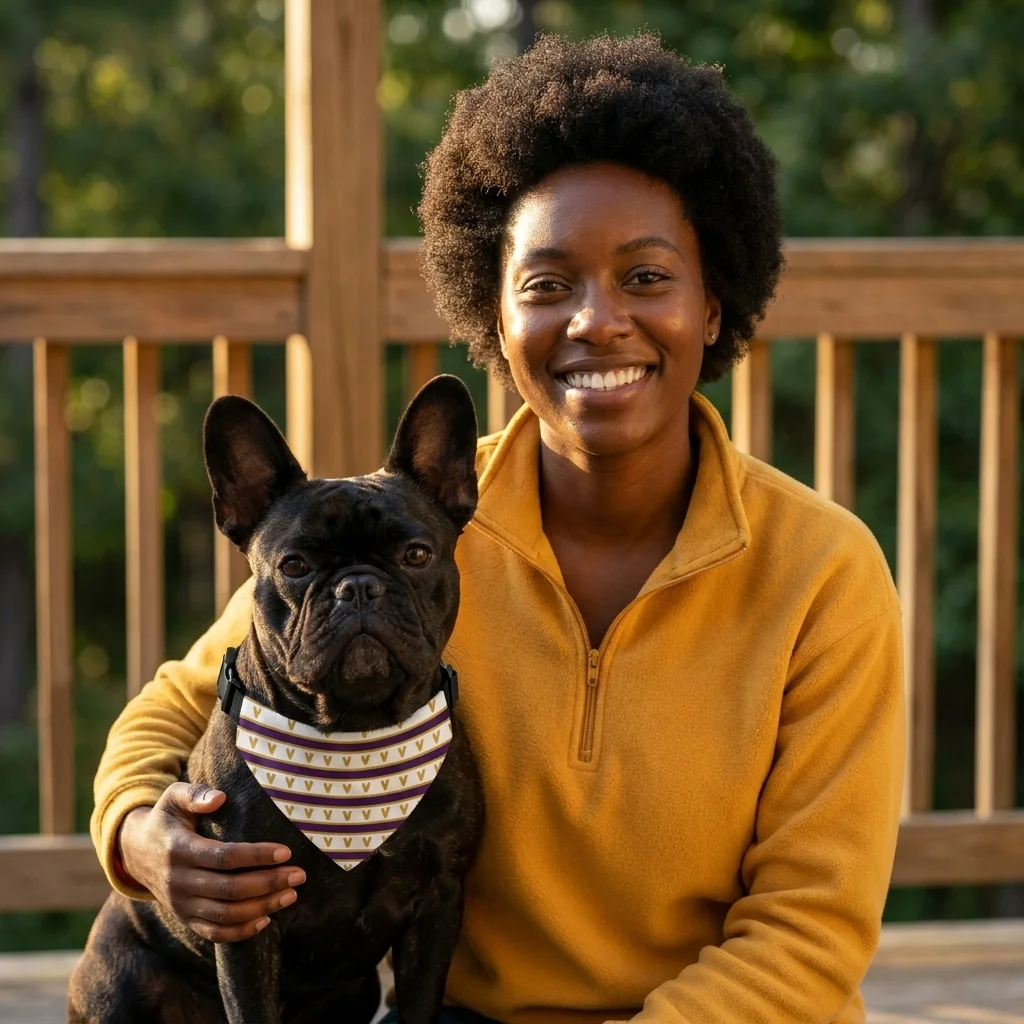 Faith Flag Choir Robes Color Block Pet Bandana Collar — lifestyle-owner view