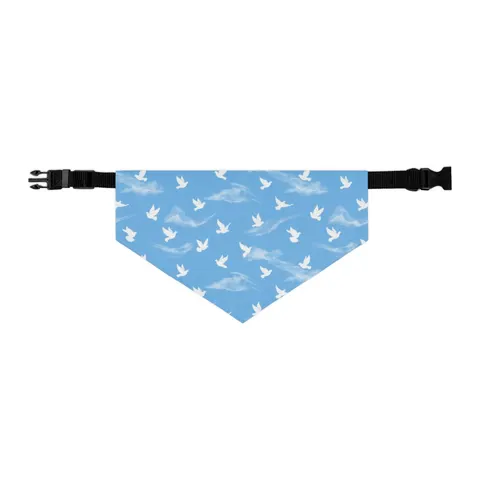 Faith Flag Dove on Sky Blue Pet Bandana Collar — other view