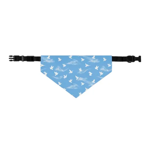 Faith Flag Dove on Sky Blue Pet Bandana Collar — other view