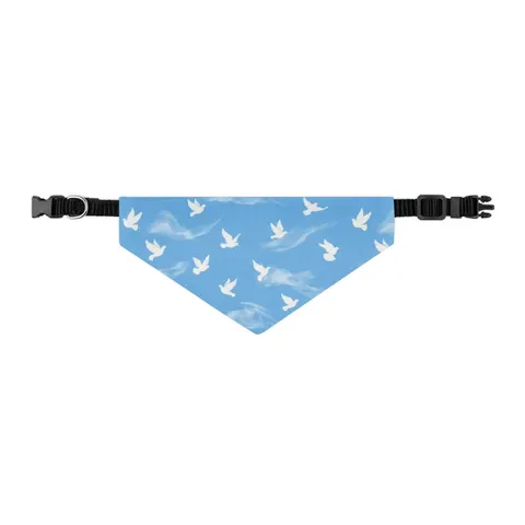 Faith Flag Dove on Sky Blue Pet Bandana Collar — other view