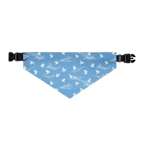 Faith Flag Dove on Sky Blue Pet Bandana Collar — other view