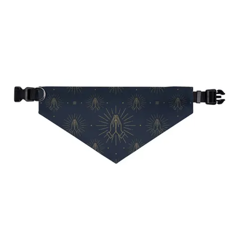 Faith Flag Praying Hands Silhouette Pet Bandana Collar — other view