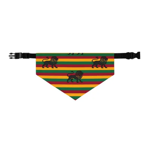 Rasta Flag Red Gold Green with Black Lion Pet Bandana Collar — other view