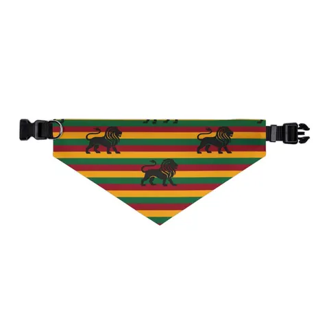 Rasta Flag Red Gold Green with Black Lion Pet Bandana Collar — other view
