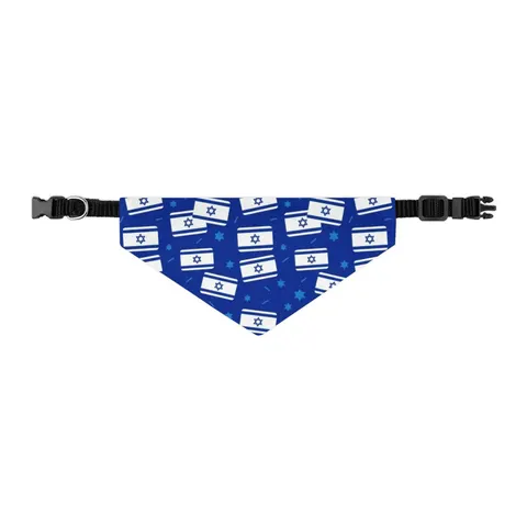 Faith Flag Blue & White Star Emblem Pet Bandana Collar — other view
