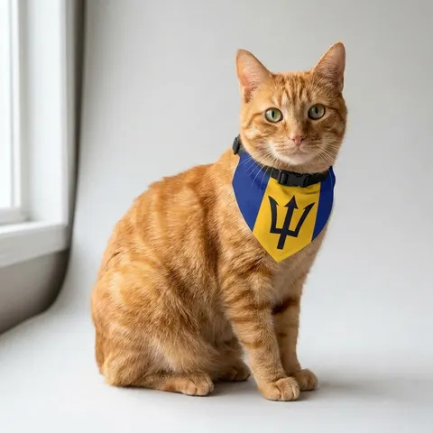 Barbados Blue Gold Trident Pet Bandana Collar
