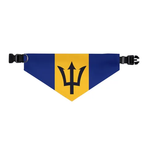 Barbados Blue Gold Trident Pet Bandana Collar — other view