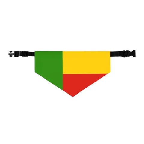 Benin Green Yellow Red Block Pet Bandana Collar — other view