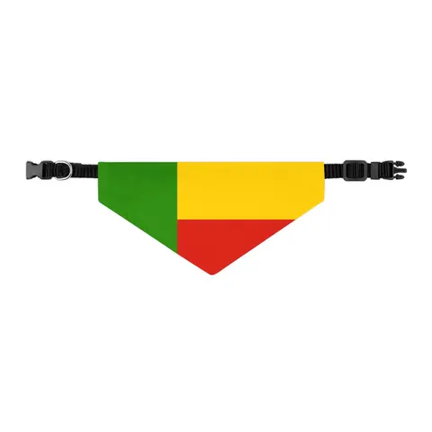 Benin Green Yellow Red Block Pet Bandana Collar — other view
