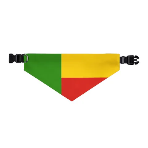 Benin Green Yellow Red Block Pet Bandana Collar — other view