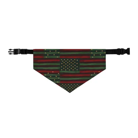 Black American Pan-African Stars & Stripes Pet Bandana Collar — other view
