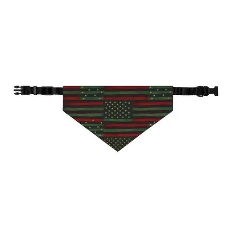 Black American Pan-African Stars & Stripes Pet Bandana Collar — other view