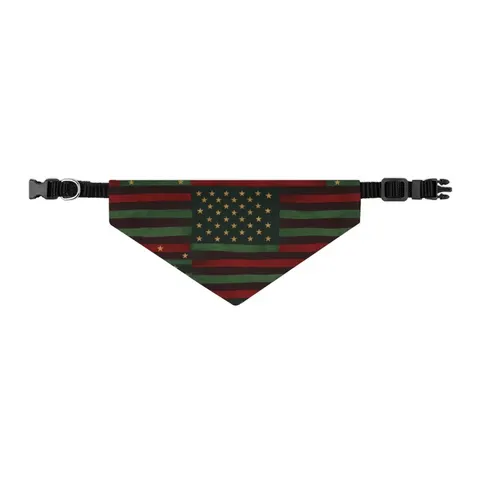 Black American Pan-African Stars & Stripes Pet Bandana Collar — other view