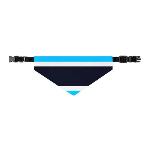 Botswana Blue & Black Stripe Pet Bandana Collar — other view