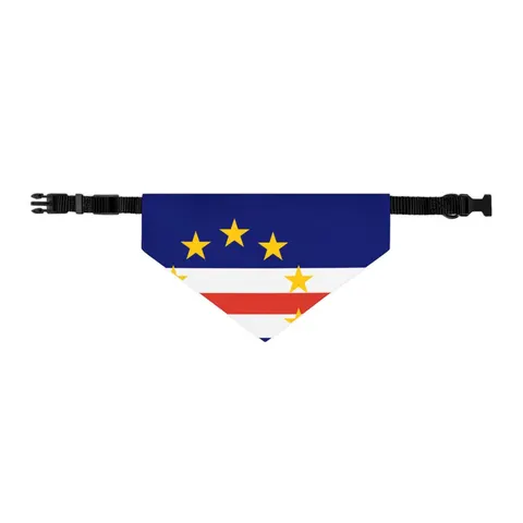 Cabo Verde Blue Stripe & Stars Pet Bandana Collar — other view