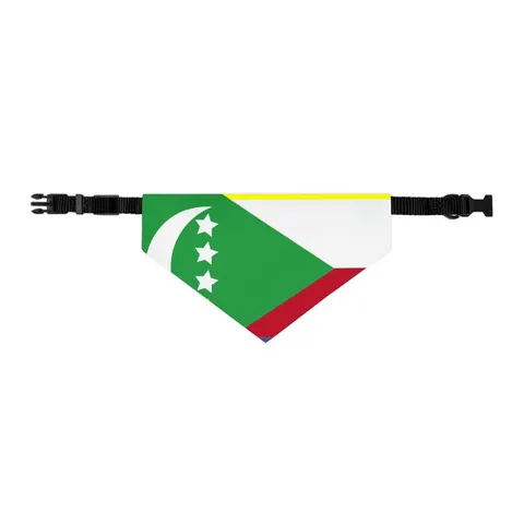 Comoros Green Triangle & Stripes Pet Bandana Collar — other view