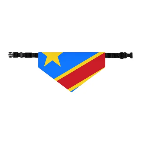 DR Congo Sky Blue & Red Diagonal Pet Bandana Collar — other view
