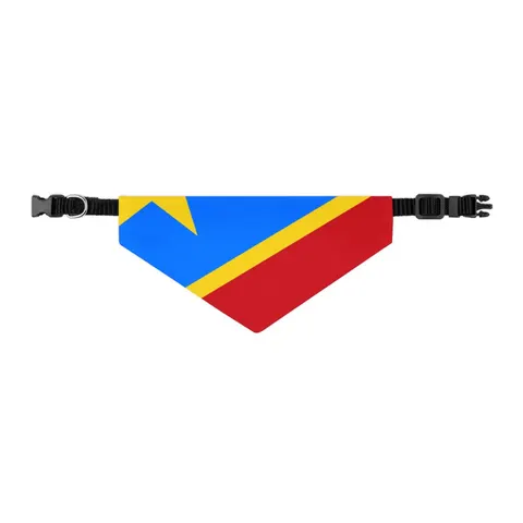 DR Congo Sky Blue & Red Diagonal Pet Bandana Collar — other view