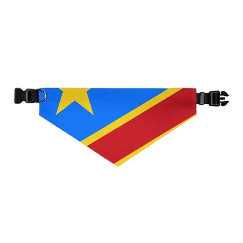 DR Congo Sky Blue & Red Diagonal Pet Bandana Collar — other view