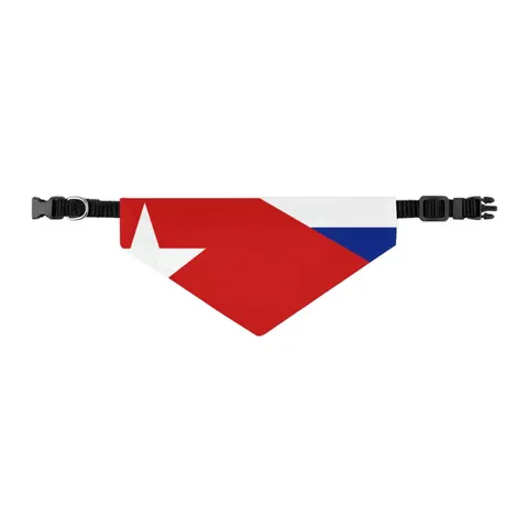 Cuba Blue Stripes & Red Triangle Pet Bandana Collar — other view