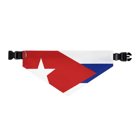 Cuba Blue Stripes & Red Triangle Pet Bandana Collar — other view