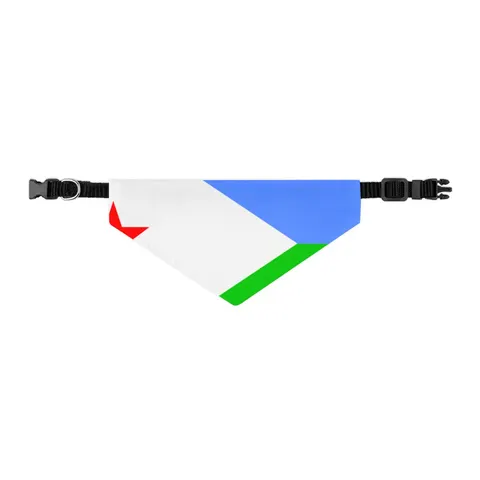 Djibouti Blue Green Triangle Pet Bandana Collar — other view