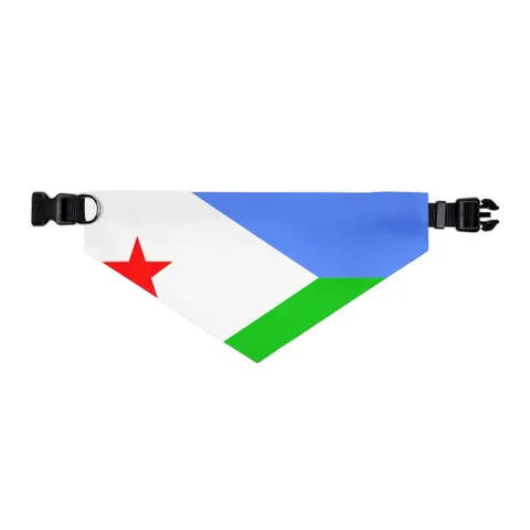 Djibouti Blue Green Triangle Pet Bandana Collar — other view