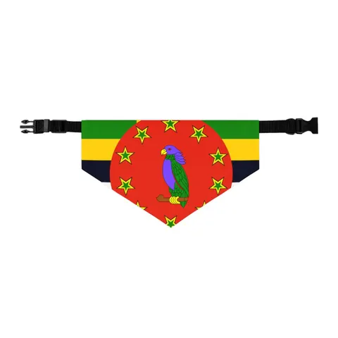 Dominica Green Cross & Circle Pet Bandana Collar — other view