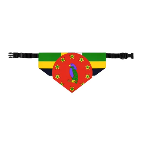 Dominica Green Cross & Circle Pet Bandana Collar — other view