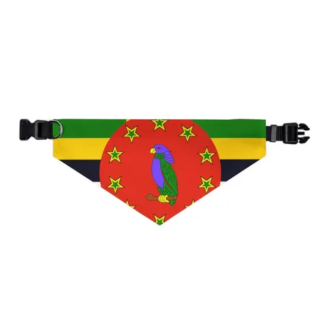 Dominica Green Cross & Circle Pet Bandana Collar — other view