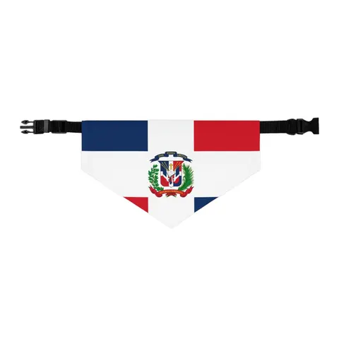 Dominican Republic Cross & Quarters Pet Bandana Collar — other view