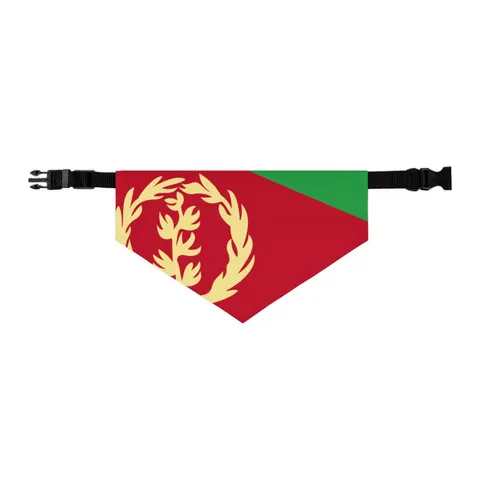 Eritrea Red Triangle & Wreath Pet Bandana Collar — other view