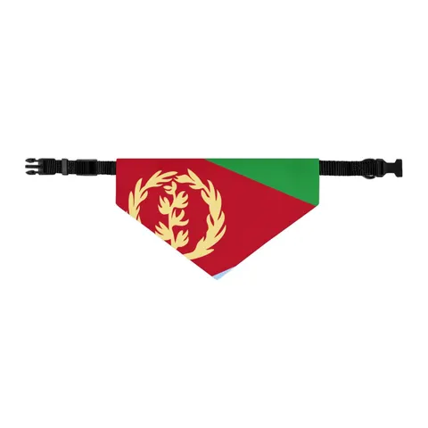 Eritrea Red Triangle & Wreath Pet Bandana Collar — other view