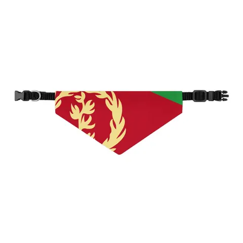 Eritrea Red Triangle & Wreath Pet Bandana Collar — other view