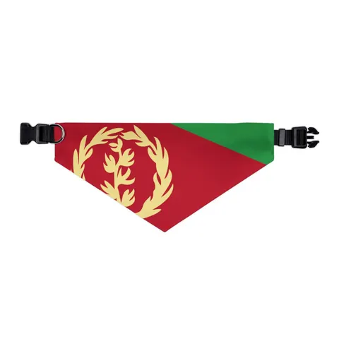 Eritrea Red Triangle & Wreath Pet Bandana Collar — other view