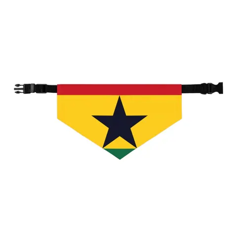 Ghana Red Gold Green & Star Pet Bandana Collar — other view
