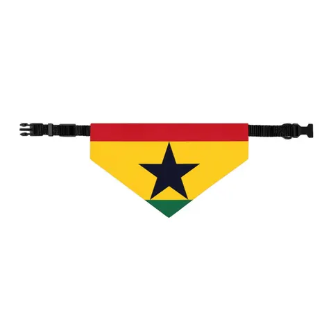 Ghana Red Gold Green & Star Pet Bandana Collar — other view