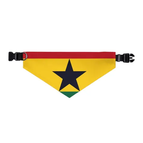 Ghana Red Gold Green & Star Pet Bandana Collar — other view