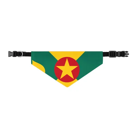 Grenada Red Green Gold Pattern Pet Bandana Collar — other view