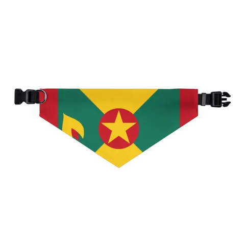 Grenada Red Green Gold Pattern Pet Bandana Collar — other view