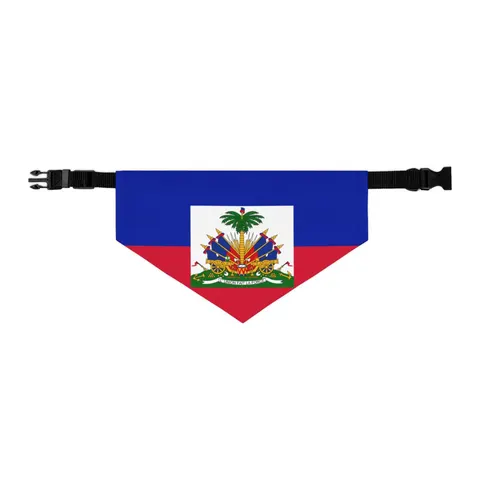 Haiti Blue Red Banner Pet Bandana Collar — other view
