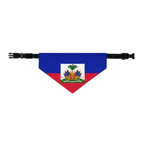 Haiti Blue Red Banner Pet Bandana Collar — other view